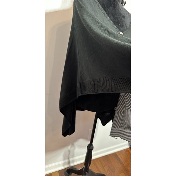 CATO Knit Poncho Womens OS Black Knit Sweater Tunic Top Shawl Veck Loose Coverup - Picture 4 of 8